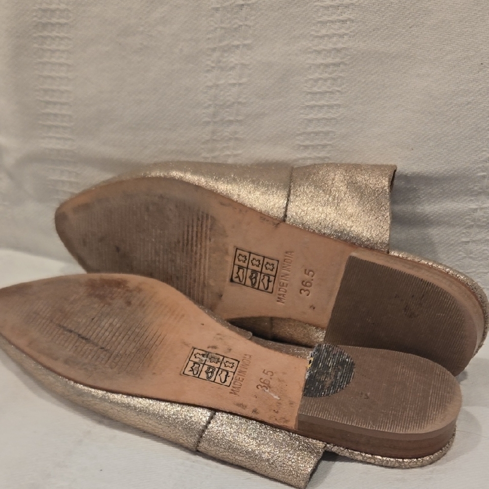 Free People Shimmering Gold Mules - Picture 5 of 5